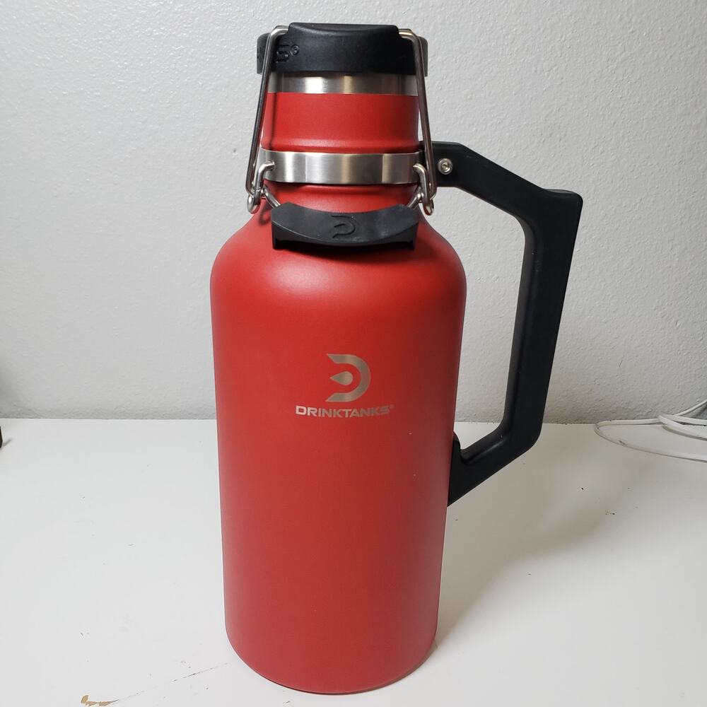 Drinktanks‎ 64oz Vacuum Insulated Travel Cup Mug Growler Crimson Red Camping New